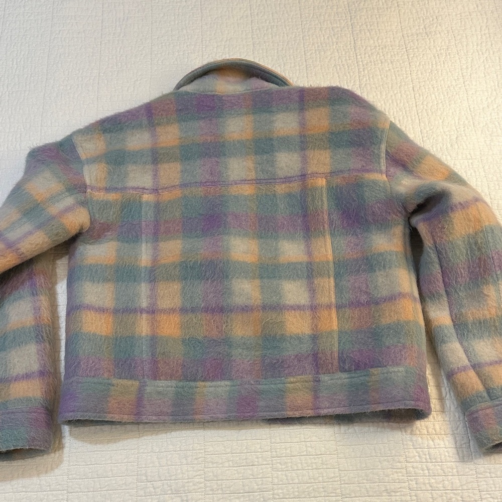 Saltwater LUXE Wool NWOT small teddy Multicolor Plaid Teddy Jacket RET $196 - Picture 5 of 10